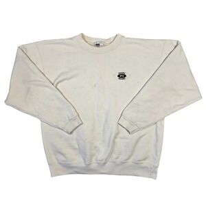 Vintage Basicss Padre Island Crewneck Sweatshirt Cream Mens XL Distressed Retro
